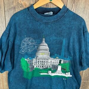 Washington DC T-Shirt Vintage 90s Acid Wash Graphic Print Large Dallas Alice